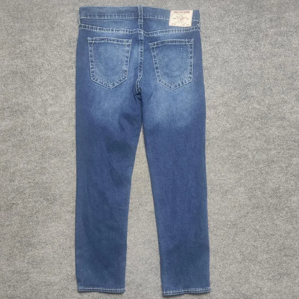 True Religion Geno Relaxed Slim Jeans Mens 36x30 Blue Wash Straight Denim Pants